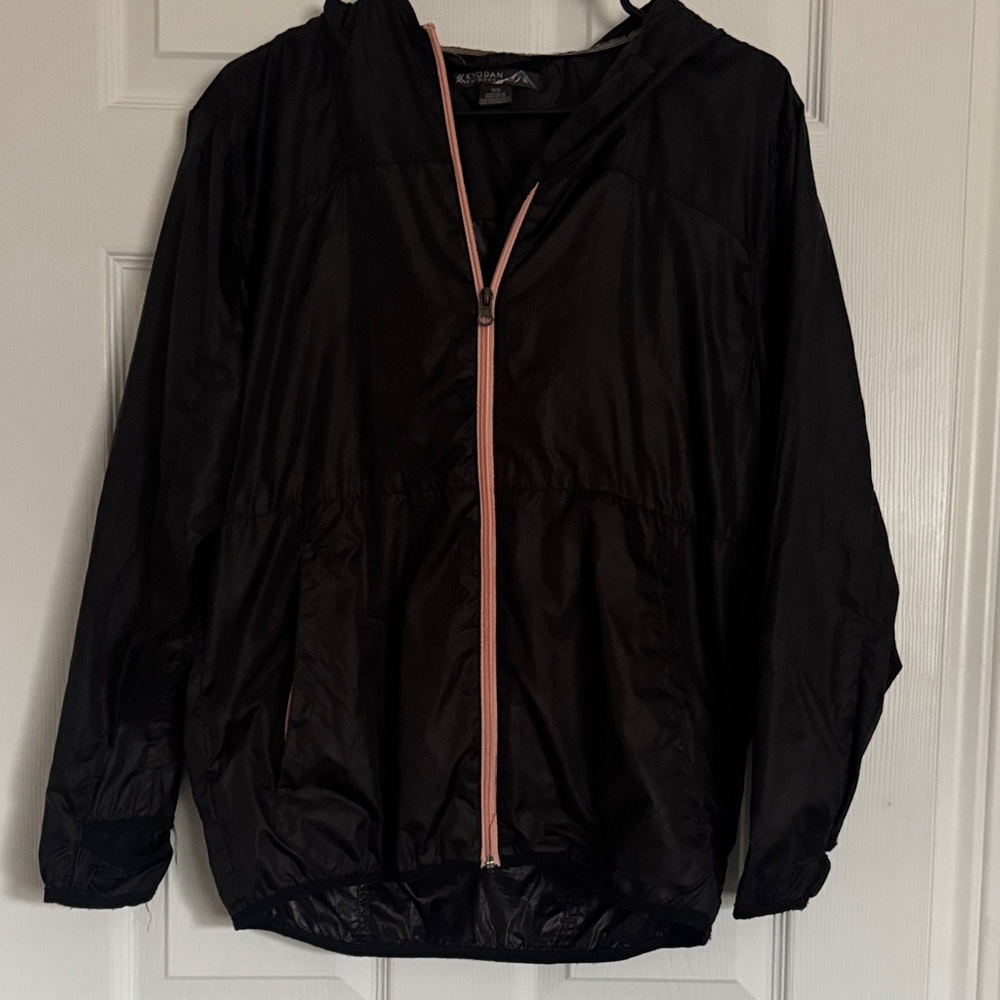 Black Windbreaker Jacket with Pink Zipper